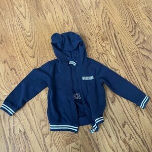Moschino Kids Dark Blue Zip-Up Hoodie